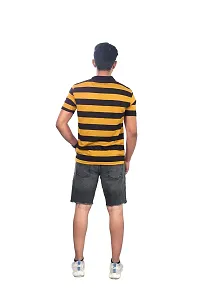 Men Mango and Black Thick Stripes Regular fit T-Shirt-thumb3