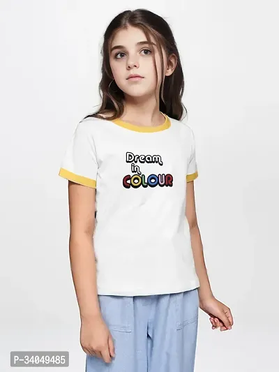 Stylish White Cotton T-shirt For Girls-thumb3