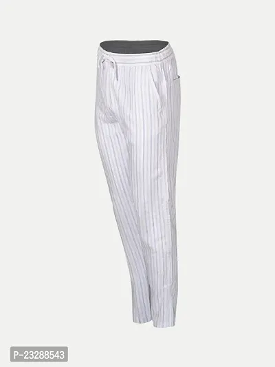 Rad prix Men Striped Cotton White Chinos Trousers-thumb2