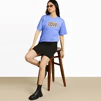 Rad prix Women Printed Blue T-Shirt-thumb1