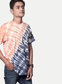 Rad prix Men Tie and Dye Printed Cotton T-Shirt Orange-thumb2