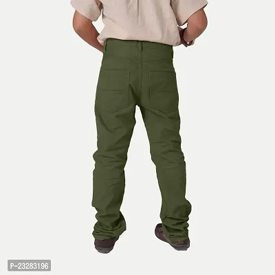 Rad prix Teen Boys Green Regular-Fit Twill Trousers-thumb4