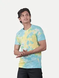 Rad prix Men Tie and Dye Printed Cotton T-Shirt Blue-thumb1