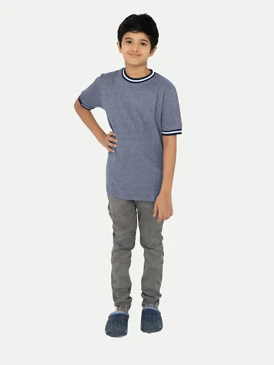 Boys Contrast Round neck Melange T-shirt