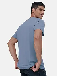 Mens Basic Blue V Neck T Shirt-thumb3