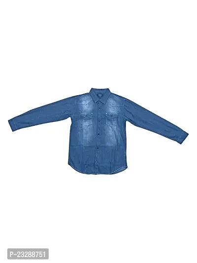 Rad prix Boys Mid Blue Washed Denim Shirt-thumb0