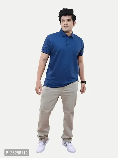 Rad prix Mens Navy Cotton Jacquard Collar Polo T Shirt-thumb3