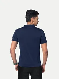 Rad prix Men Navy Active wear Zipper Half Sleeve T Shirt-thumb3