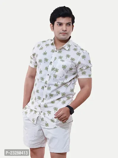 Rad Prix Men All-Over Green Floral Printed Shirt-thumb3