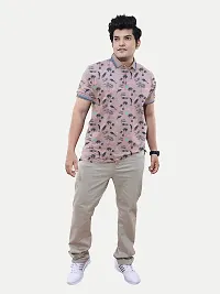 Rad prix Men Casual Pink All-Over Floral Printed Cotton Polo t-Shirt-thumb2