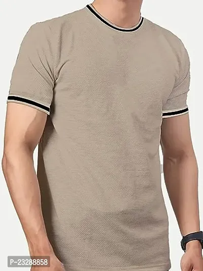 Rad prix Men Beige Round Neck Tee with Sleeve Print-thumb3