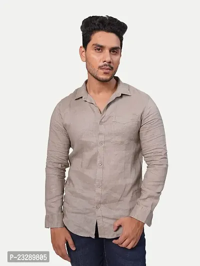Rad prix Men's Casual Plain Regular Fit Cotton Full Sleeves Shirt (Size-XL,Beige)-thumb2