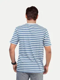 Rad prix Mens Blue Striped Crew Neck T-Shirt-thumb3