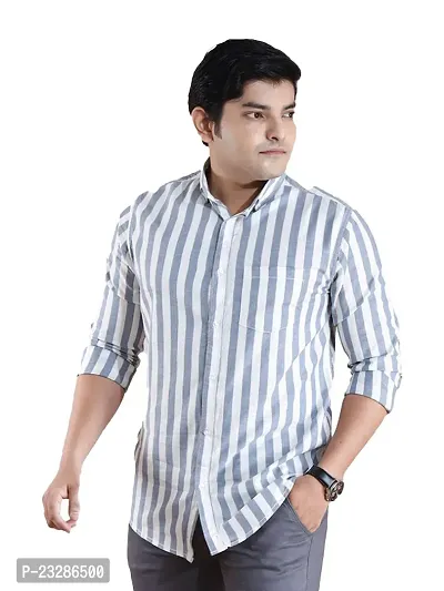 Rad prix Men All-Over Grey Striped Regular Cotton Shirt