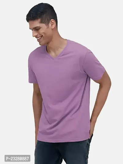 Rad prix Men Violet Cotton V-Neck T-Shirt-thumb0