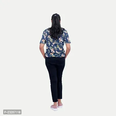 Rad prix Women Floral Printed Tees -Blue Colour-thumb4