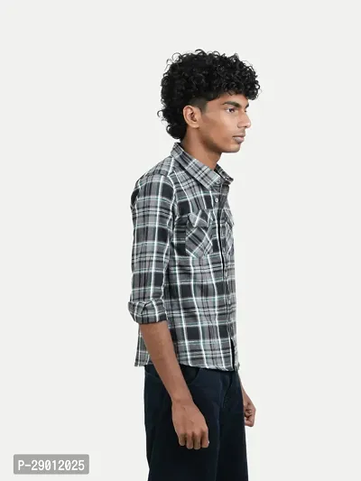 Boys Black Checked Cotton Shirts-thumb4