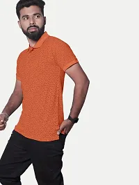 Rad prix Men Orange Ditsy Printed Polo T-Shirt-thumb2