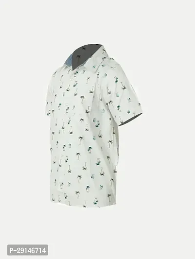 Teen Boys All-Over Printed White Shirt-thumb3