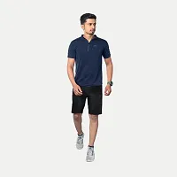 Rad prix Men Navy Active wear Zipper Half Sleeve T Shirt-thumb2