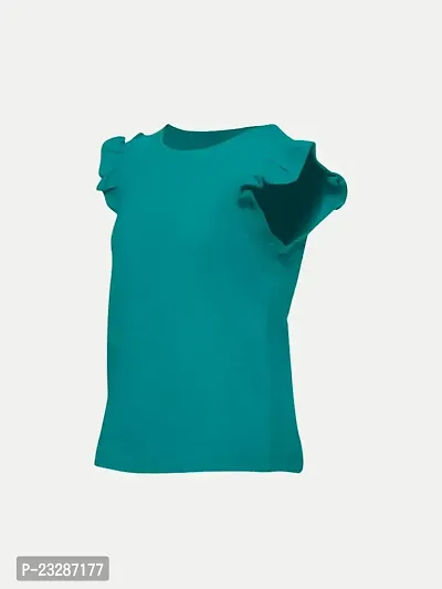 Rad prix Teen Girls Turquoise T-Shirt with Frill-Detail-thumb2