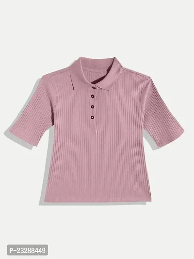 Rad prix Women Baby Pink Cropped Polo T Shirts