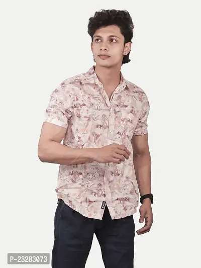 Rad prix Men Casual Pink Abstract Printed Cotton Shirt-thumb3