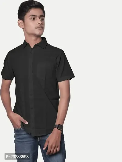 Rad prix Men Solid Black Smart Casual Cotton Shirt-thumb2