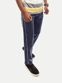 Rad prix Men Solid White Stripe Blue Regular Fit Lounge Track Pants-thumb2