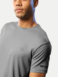 Rad prix Men Solid Grey Polyester Casual Loose T-Shirt-thumb2