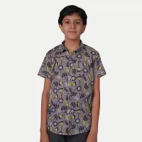 Rad prix Teen Boys Blue Graphic Floral Printed Shirt-thumb2