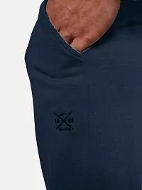 Rad prix Men Cool Dark Blue Cotton Textured Cargo Joggers-thumb2