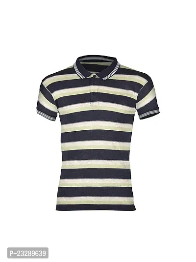 Mens Black Fashion Striped Cotton Polo T-Shirt