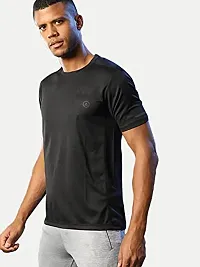 Rad prix Men Black Polyester Active Crew Neck T-Shirt-thumb3