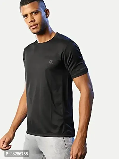 Rad prix Men Black Polyester Active Crew Neck T-Shirt-thumb4