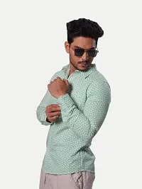 Rad Prix Men Light Green Printed Cotton Casual Shirt-thumb2