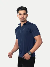 Rad prix Men Solid Active wear tees- Navy Colour-thumb2