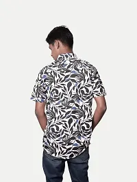 Rad prix Men All-Over Black  White Floral Printed Casual Cotton Shirt-thumb3