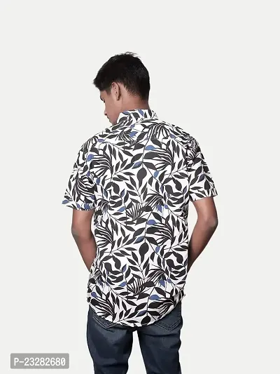 Rad prix Men All-Over Black  White Floral Printed Casual Cotton Shirt-thumb4