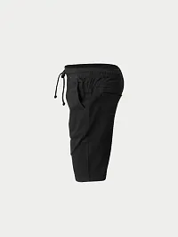 Elegant Black Cotton Solid Shorts For Boys-thumb2