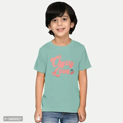 Stylish Light Green Cotton Printed Tees For Boy-thumb0