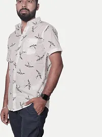 Rad prix Men All-Over Black  White Bird Printed Casual Cotton Shirt-thumb2