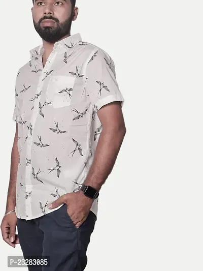 Rad prix Men All-Over Black  White Bird Printed Casual Cotton Shirt-thumb3