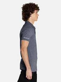 Rad prix Men Basic Grey Polyester Polo Collared T-Shirt-thumb1