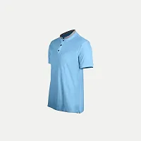 Rad prix Men Light Blue Cotton Polo Collared T-Shirt-thumb1