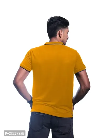 Men Yellow Cotton Contrast Tipping Polo T-Shirt-thumb3