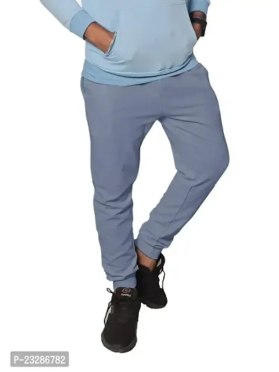 Rad prix Men Solid Light Blue Cotton Regular Fit Lounge Track Pants-thumb0