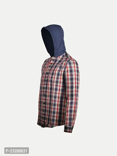 Rad prix Mens Red Checked Hoody Shirt-thumb2