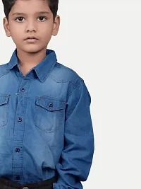 Rad prix Boys Mid Blue Washed Denim Shirt-thumb2