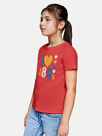 Stylish Red Cotton T-shirt For Girls-thumb1